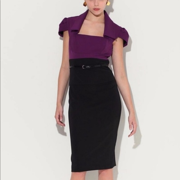 Black Halo Jacket Jackie Sheath Midi Dress Purple - Picture 2 of 8